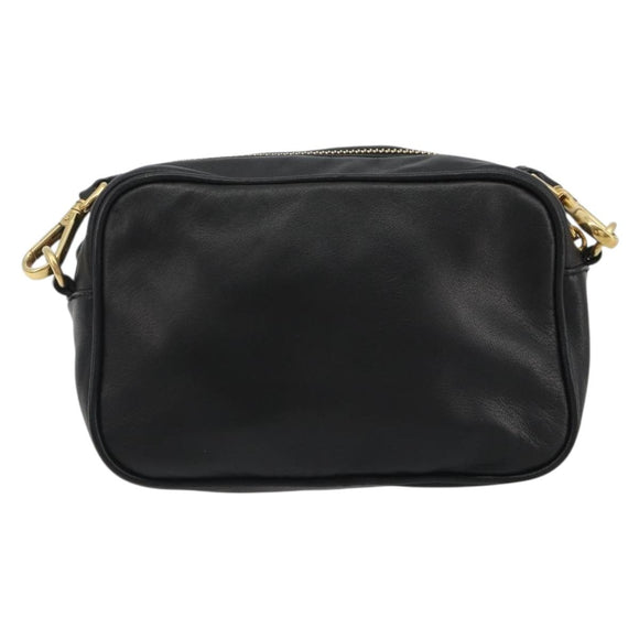 PRADA Ribbon Shoulder Bag Leather Black Pink Auth 191719V