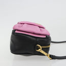 PRADA Ribbon Shoulder Bag Leather Black Pink Auth 191719V-3