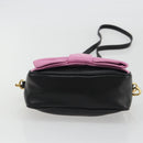 PRADA Ribbon Shoulder Bag Leather Black Pink Auth 191719V-5