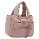 PRADA Ribbon Hand Bag Nylon 2way Pink Gold Tone Auth 191720SM-1