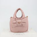 PRADA Ribbon Hand Bag Nylon 2way Pink Gold Tone Auth 191720SM-12