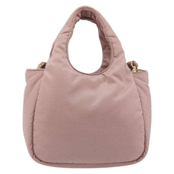 PRADA Ribbon Hand Bag Nylon 2way Pink Gold Tone Auth 191720SM