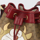 GUCCI Micro GG Doraemon Shoulder Bag PVC Beige Gold Tone 655597 Auth 191721SM-10