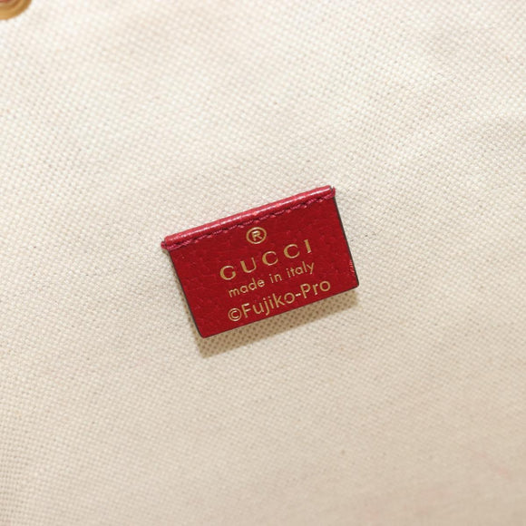 GUCCI Micro GG Doraemon Shoulder Bag PVC Beige Gold Tone 655597 Auth 191721SM