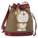 GUCCI Micro GG Doraemon Shoulder Bag PVC Beige Gold Tone 655597 Auth 191721SM-1