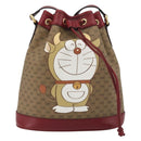 GUCCI Micro GG Doraemon Shoulder Bag PVC Beige Gold Tone 655597 Auth 191721SM-13