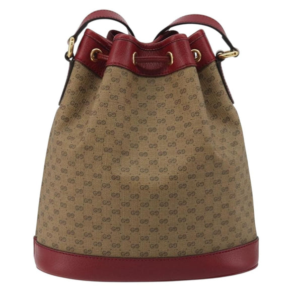 GUCCI Micro GG Doraemon Shoulder Bag PVC Beige Gold Tone 655597 Auth 191721SM