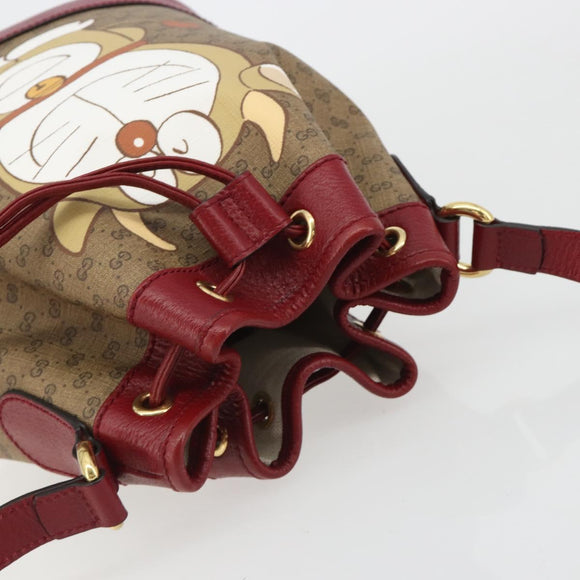 GUCCI Micro GG Doraemon Shoulder Bag PVC Beige Gold Tone 655597 Auth 191721SM
