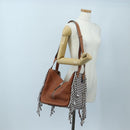 LOEWE Hammock Small Hand Bag Leather 2way Brown Silver Auth 191725SAM-25