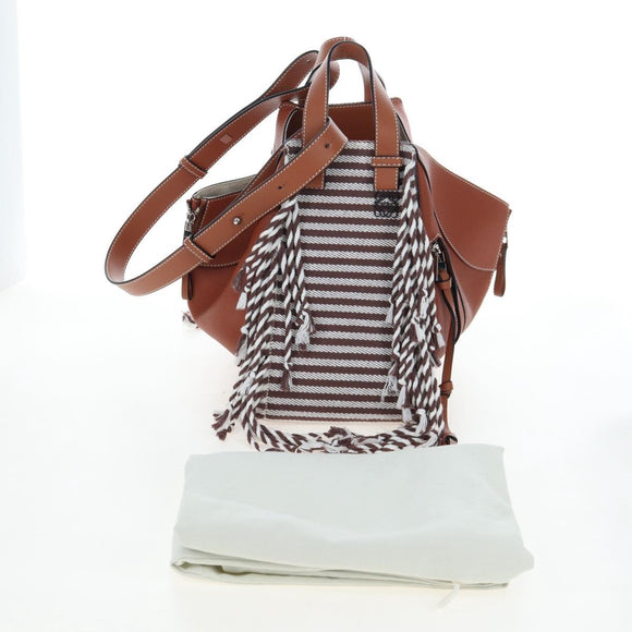 LOEWE Hammock Small Hand Bag Leather 2way Brown Silver Auth 191725SAM