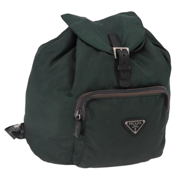 PRADA Backpack Nylon Green Silver Auth 191731A