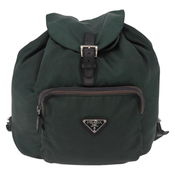 PRADA Backpack Nylon Green Silver Auth 191731A