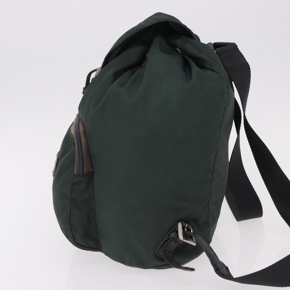 PRADA Backpack Nylon Green Silver Auth 191731A