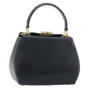 Salvatore Ferragamo Gancini Hand Bag Leather Navy Gold Tone Auth 191733A-1