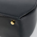 Salvatore Ferragamo Gancini Hand Bag Leather Navy Gold Tone Auth 191733A-10