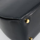 Salvatore Ferragamo Gancini Hand Bag Leather Navy Gold Tone Auth 191733A-11