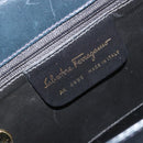 Salvatore Ferragamo Gancini Hand Bag Leather Navy Gold Tone Auth 191733A-16