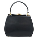 Salvatore Ferragamo Gancini Hand Bag Leather Navy Gold Tone Auth 191733A-2