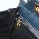 Salvatore Ferragamo Gancini Hand Bag Leather Navy Gold Tone Auth 191733A-20