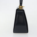 Salvatore Ferragamo Gancini Hand Bag Leather Navy Gold Tone Auth 191733A-5