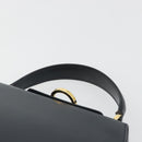 Salvatore Ferragamo Gancini Hand Bag Leather Navy Gold Tone Auth 191733A-8