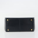 Salvatore Ferragamo Gancini Hand Bag Leather Navy Gold Tone Auth 191733A-9
