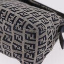 FENDI Zucchino Canvas Mamma Baguette Shoulder Bag Navy Silver Auth 191734V-12