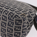 FENDI Zucchino Canvas Mamma Baguette Shoulder Bag Navy Silver Auth 191734V-14