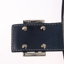 FENDI Zucchino Canvas Mamma Baguette Shoulder Bag Navy Silver Auth 191734V-17