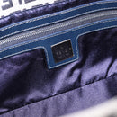 FENDI Zucchino Canvas Mamma Baguette Shoulder Bag Navy Silver Auth 191734V-19
