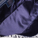 FENDI Zucchino Canvas Mamma Baguette Shoulder Bag Navy Silver Auth 191734V-20