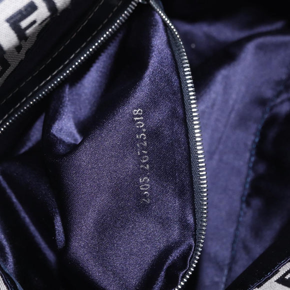 FENDI Zucchino Canvas Mamma Baguette Shoulder Bag Navy Silver Auth 191734V