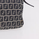 FENDI Zucchino Canvas Mamma Baguette Shoulder Bag Navy Silver Auth 191734V-4