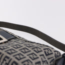FENDI Zucchino Canvas Mamma Baguette Shoulder Bag Navy Silver Auth 191734V-9