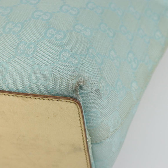 GUCCI GG Canvas Tote Bag Light Blue Gold Tone 002.1099 Auth 191736