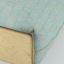 GUCCI GG Canvas Tote Bag Light Blue Gold Tone 002.1099 Auth 191736-15