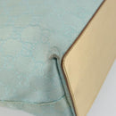 GUCCI GG Canvas Tote Bag Light Blue Gold Tone 002.1099 Auth 191736-16