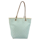 GUCCI GG Canvas Tote Bag Light Blue Gold Tone 002.1099 Auth 191736-13