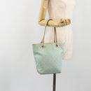 GUCCI GG Canvas Tote Bag Light Blue Gold Tone 002.1099 Auth 191736-22