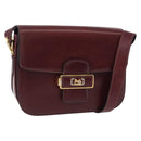 CELINE Horse Carriage Shoulder Bag Leather Bordeaux Gold Tone Auth 191737-1