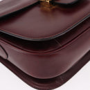 CELINE Horse Carriage Shoulder Bag Leather Bordeaux Gold Tone Auth 191737-9