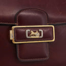CELINE Horse Carriage Shoulder Bag Leather Bordeaux Gold Tone Auth 191737-17