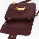 CELINE Horse Carriage Shoulder Bag Leather Bordeaux Gold Tone Auth 191737-10