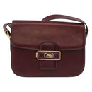 CELINE Horse Carriage Shoulder Bag Leather Bordeaux Gold Tone Auth 191737-13