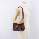CELINE Horse Carriage Shoulder Bag Leather Bordeaux Gold Tone Auth 191737-24
