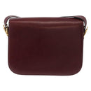 CELINE Horse Carriage Shoulder Bag Leather Bordeaux Gold Tone Auth 191737-2