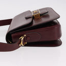 CELINE Horse Carriage Shoulder Bag Leather Bordeaux Gold Tone Auth 191737-4
