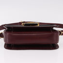 CELINE Horse Carriage Shoulder Bag Leather Bordeaux Gold Tone Auth 191737-5