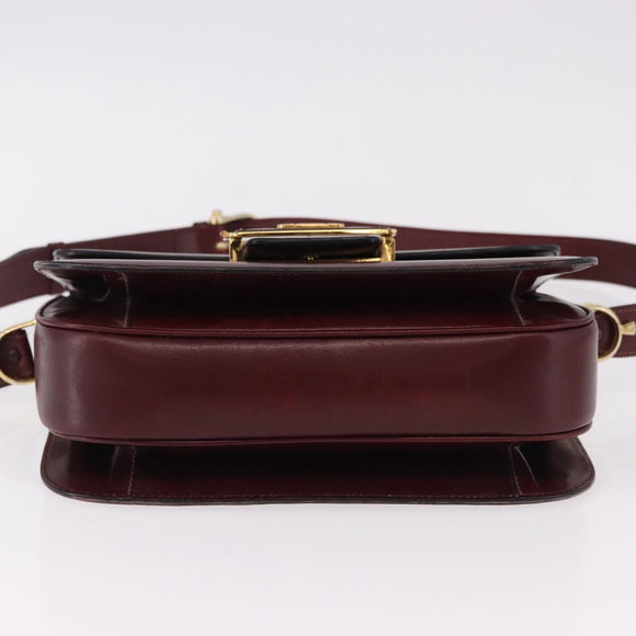 CELINE Horse Carriage Shoulder Bag Leather Bordeaux Gold Tone Auth 191737