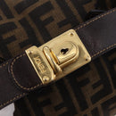 FENDI Zucca Canvas Vanity Hand Bag Brown Gold Auth 191739-17